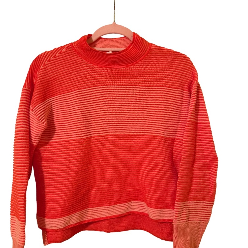 Anthropologie Daily Practice Women’s XS Striped Orange Mock Neck Cropped Sweater